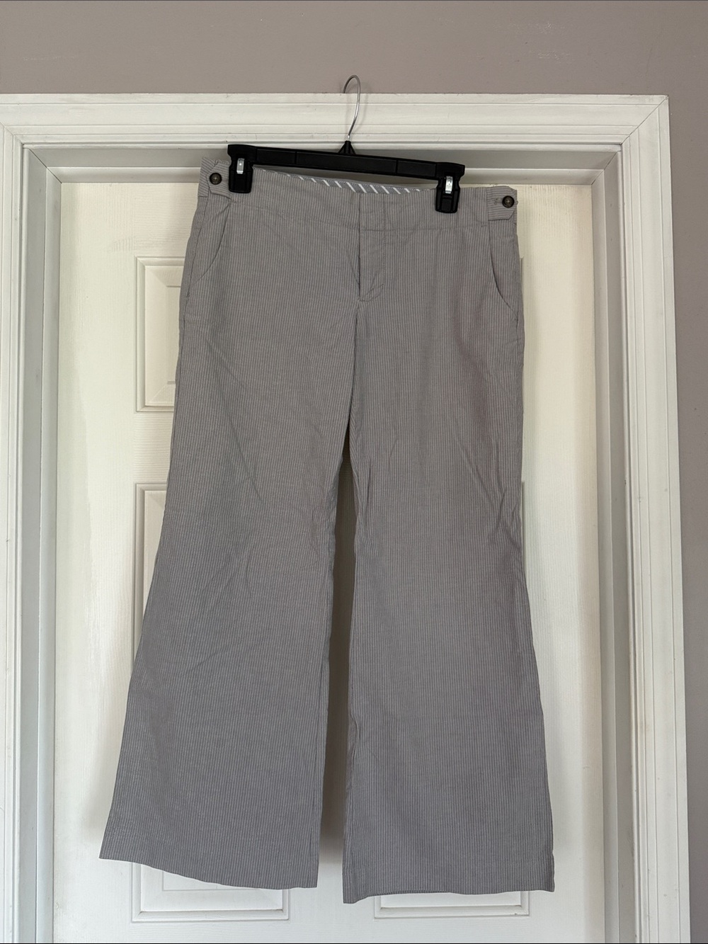 Gap Women's Wide-Leg Light Gray Pinstripe Pants